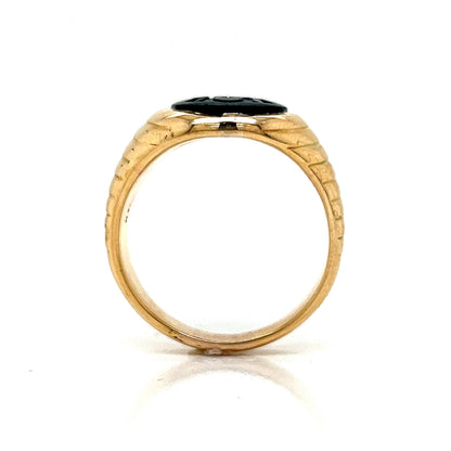 Vintage Men's Carved Bloodstone Ring in 14k Yellow Gold