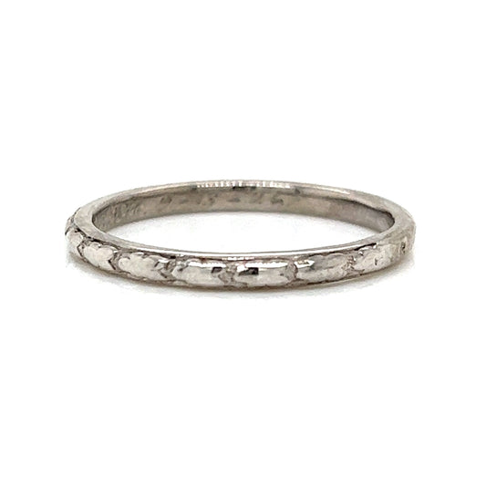 Men's Textured Art Deco Wedding Band in 18k White Gold