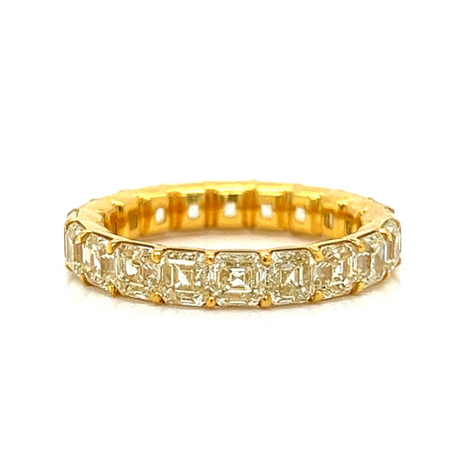 5.56 Fancy Yellow Asscher Cut Diamond Eternity Band in 18k