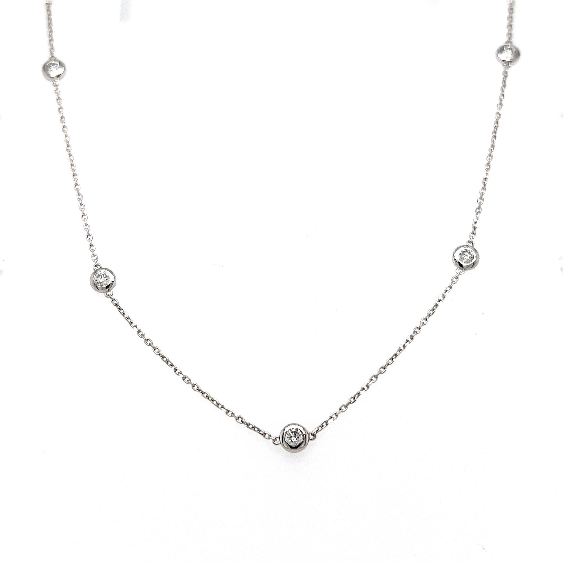 .77 Bezel Set Diamond Necklace in 14k White Gold