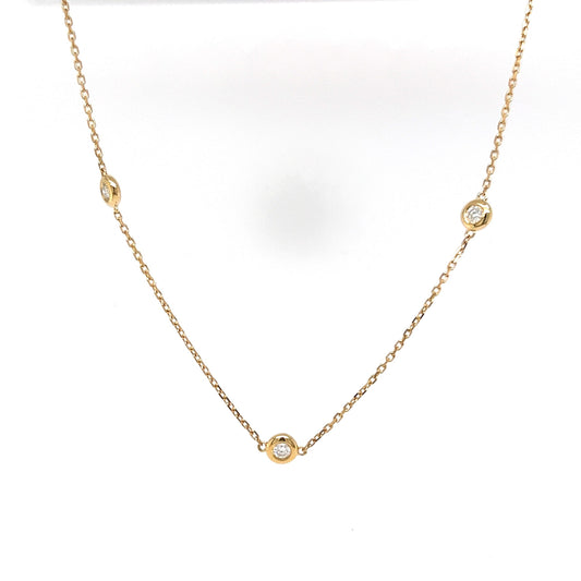 Round Diamond Bezel Necklace in 14k Yellow Gold