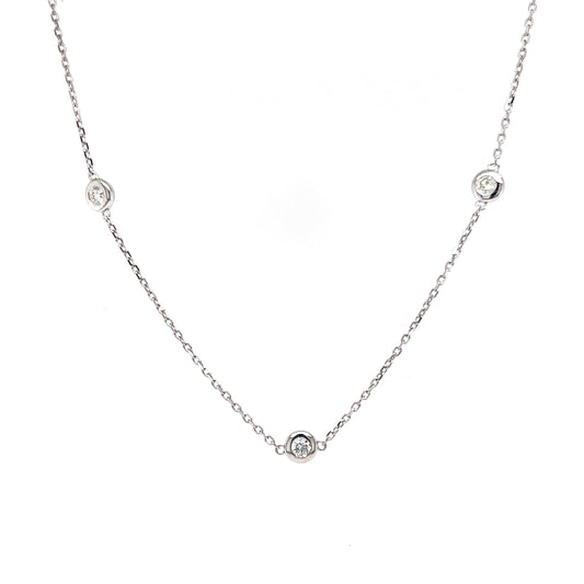 .52 Bezel Set Diamond Necklace in 14k White Gold