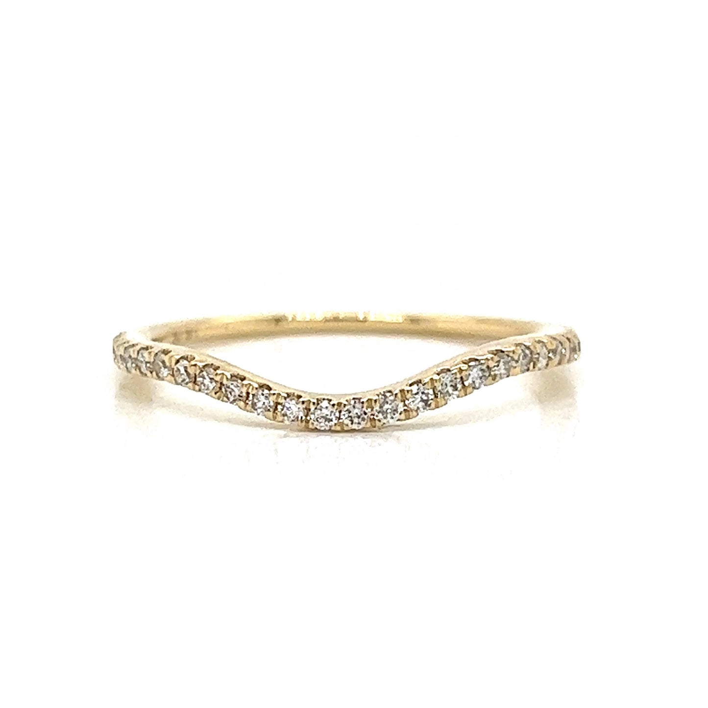 .18 Curved Diamond Wedding Band in Yellow Gold