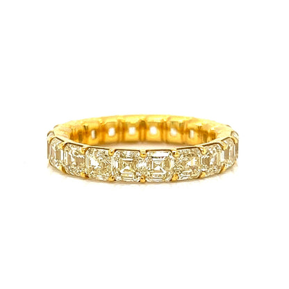 5.58 Fancy Yellow Asscher Cut Diamond Eternity Band in 18k