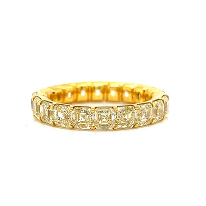 5.58 Fancy Yellow Asscher Cut Diamond Eternity Band in 18k