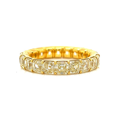 5.58 Fancy Yellow Asscher Cut Diamond Eternity Band in 18k