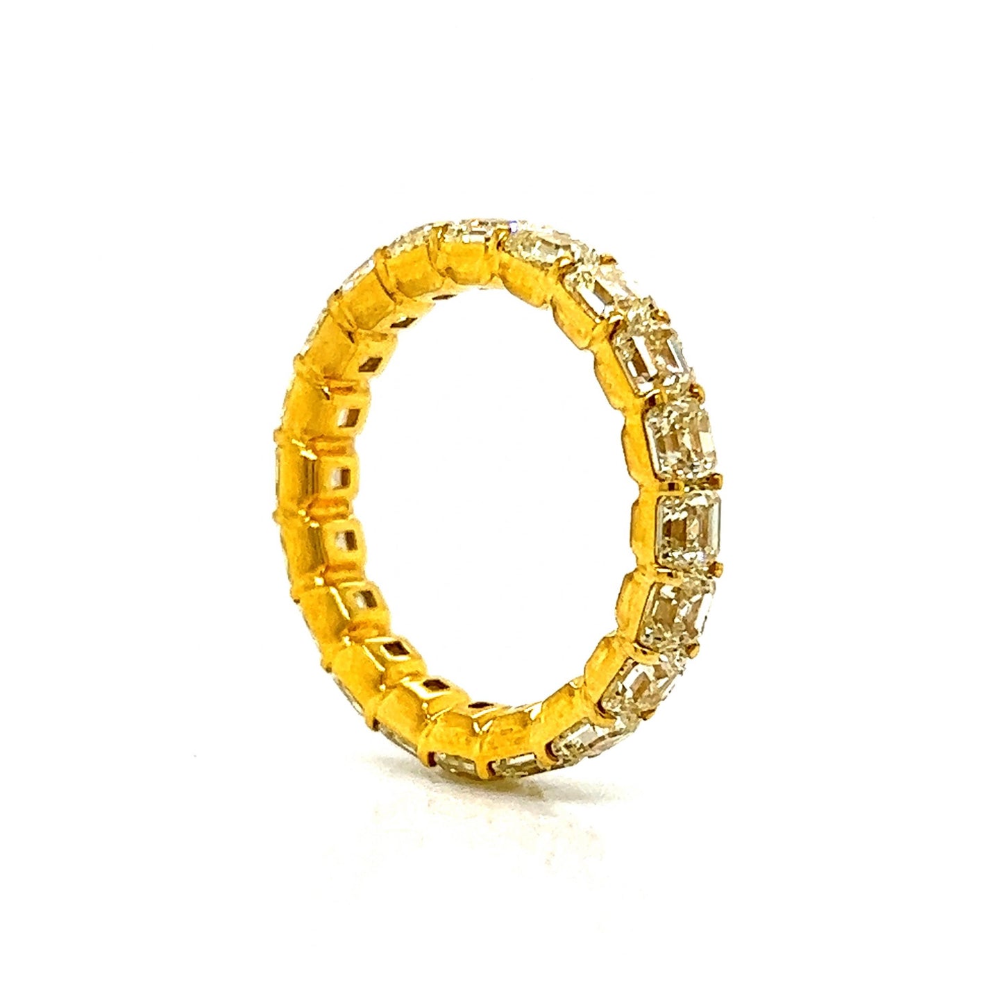 5.58 Fancy Yellow Asscher Cut Diamond Eternity Band in 18k