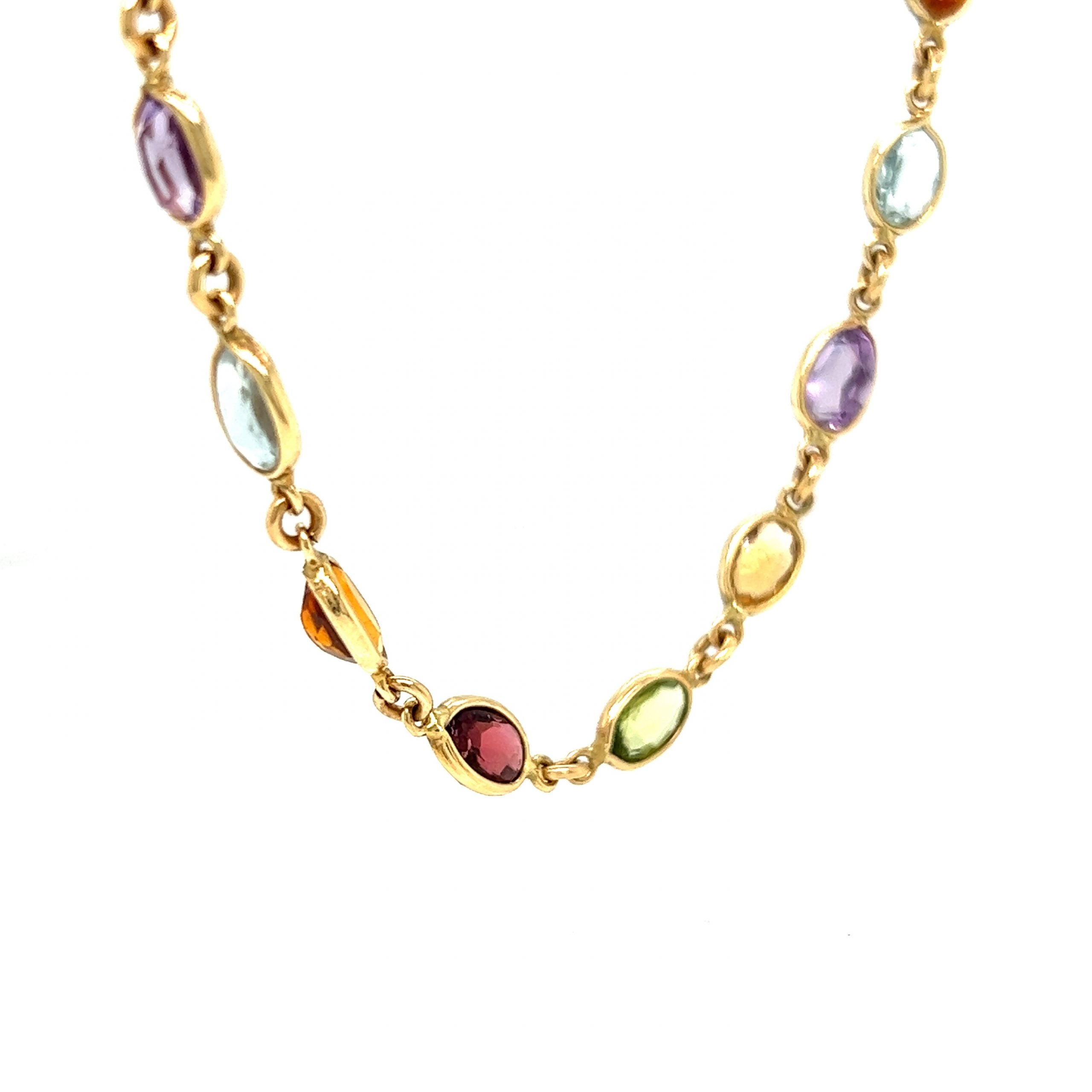 Gold Plated Natural Stone Multicolor Beads Choker Necklace