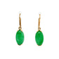 Oval Jade Drop Earrings in 14k Yellow Gold