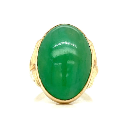 Vintage Mid-Century Jade Ring in 14k Yellow Gold
