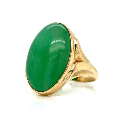 Vintage Mid-Century Jade Ring in 14k Yellow Gold
