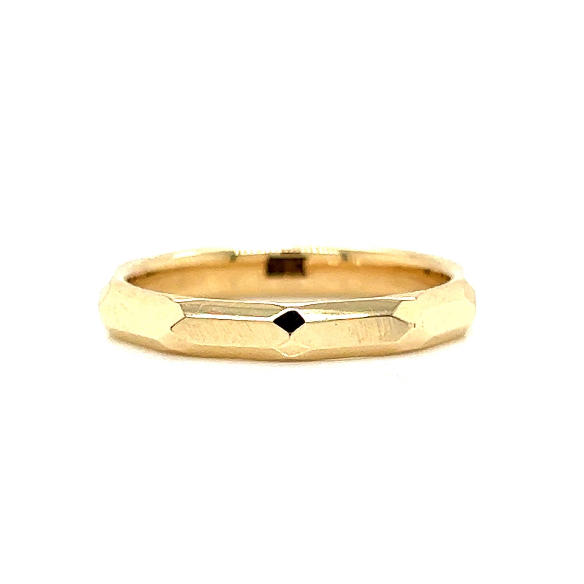 Geometric Faceted Wedding Band in 14k Yellow Gold