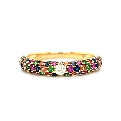 Multicolor Sapphire & Diamond Band in 14k Yellow Gold