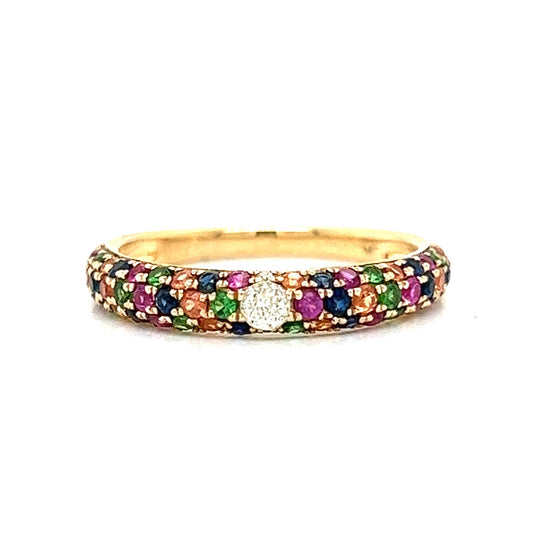 Multicolor Sapphire & Diamond Band in 14k Yellow Gold