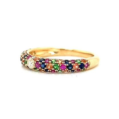 Multicolor Sapphire & Diamond Band in 14k Yellow Gold