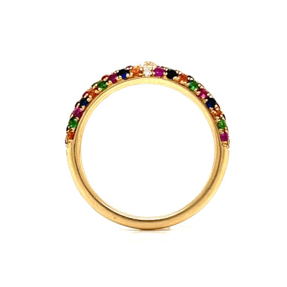 Multicolor Sapphire & Diamond Band in 14k Yellow Gold