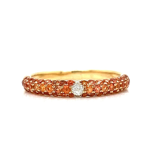 Pave Orange Sapphire & Diamond Band in 14k Yellow Gold