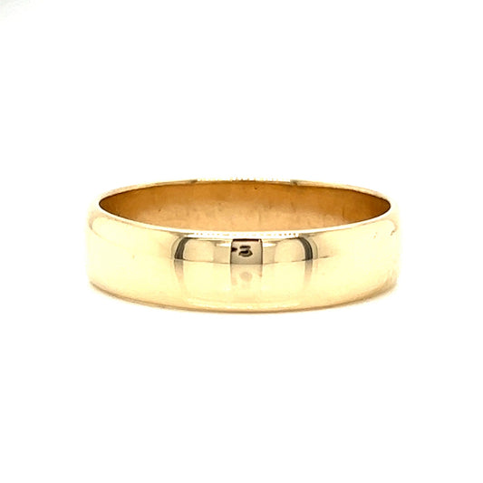 Retro Rounded Flat Edge Wedding Band in 14k Gold