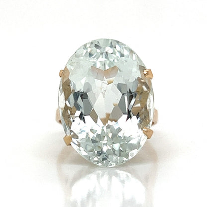 Vintage Pale Aquamarine Cocktail Ring in 14k Yellow Gold