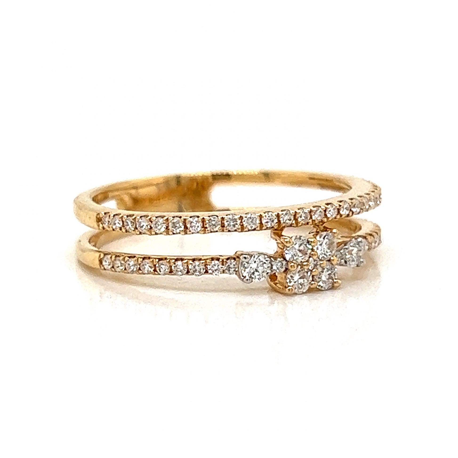Stacked Pave Diamond Ring in 18k Yellow GoldComposition: 18 Karat Yellow GoldRing Size: 7Total Diamond Weight: .32 ctTotal Gram Weight: 2.7 gInscription: D0.322 18k 750
