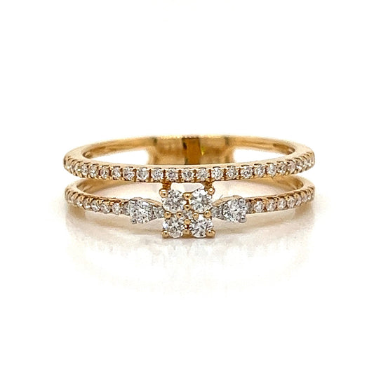 Stacked Pave Diamond Ring in 18k Yellow Gold