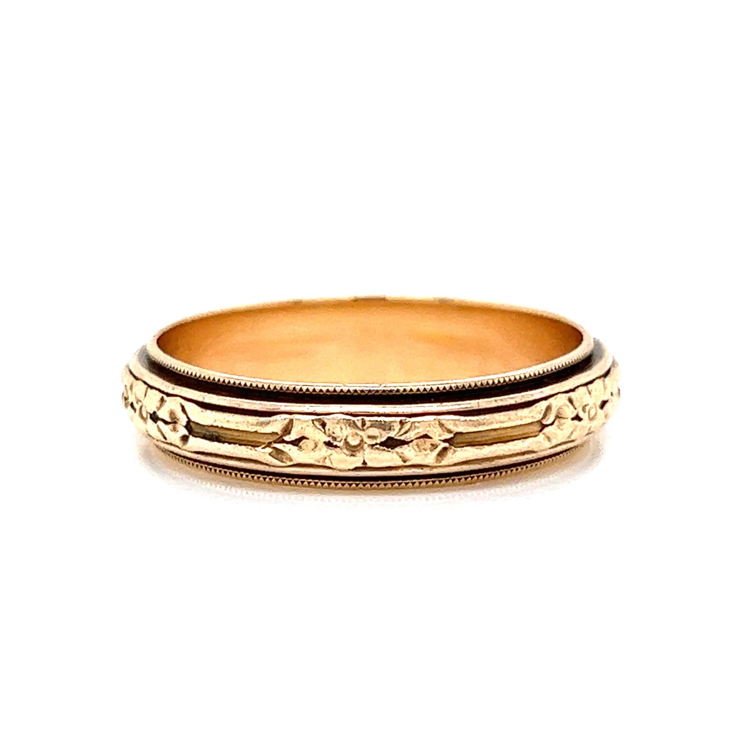 Men's Antique Engraved Wedding Band in 14k Yellow Gold