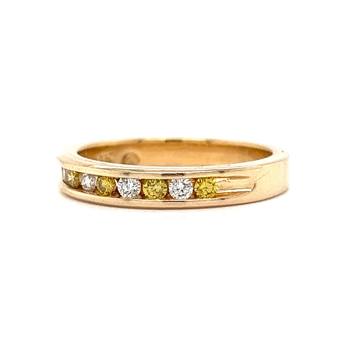 Channel Set Yellow & White Diamond Band in 14k Yellow Gold