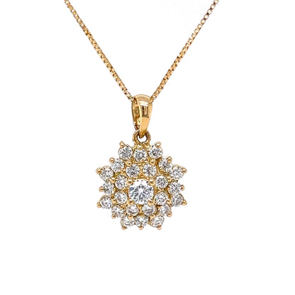 .55 Diamond Cluster Pendant Necklace in 18k Yellow Gold