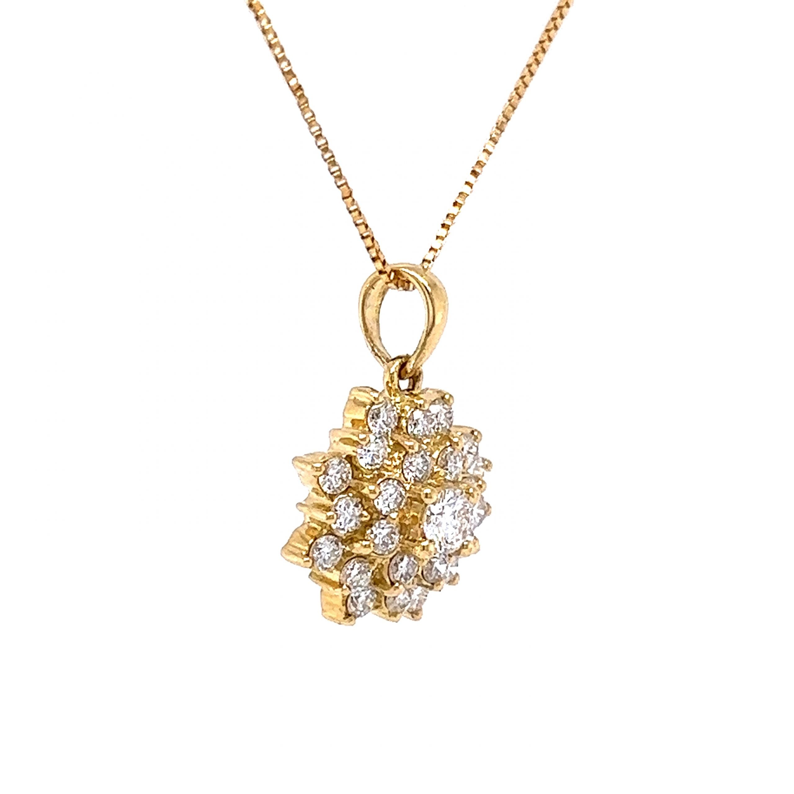 Diamond cluster pendant yellow shop gold