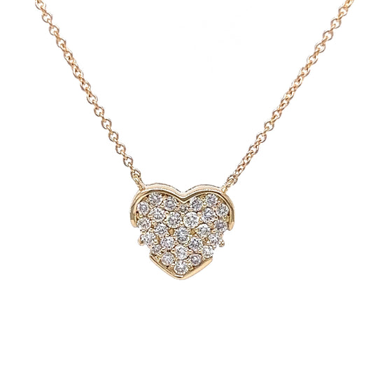 Diamond Pave Heart Pendant Necklace in 14k Yellow Gold