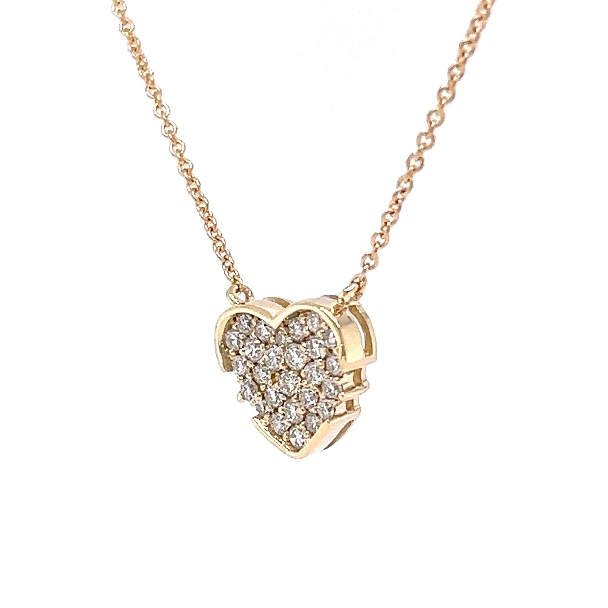 Diamond Pave Heart Pendant Necklace in 14k Yellow GoldComposition: 14 Karat Yellow Gold Total Diamond Weight: .25ct Total Gram Weight: 2.2 g Inscription: 14k
      