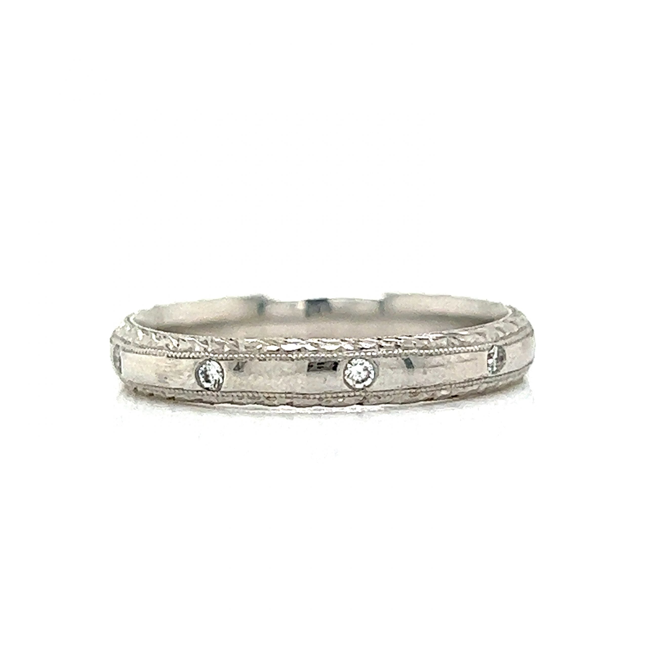 Vintage Sterling Textured 2024 Eternity Wedding band ring