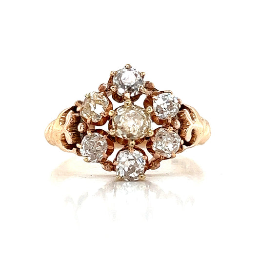 Victorian Cluster Diamond Ring in 14k Yellow Gold