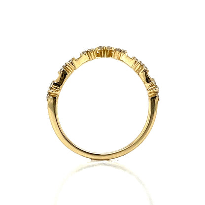 Contoured Cluster Diamond Wedding Band in 14k Yellow Gold