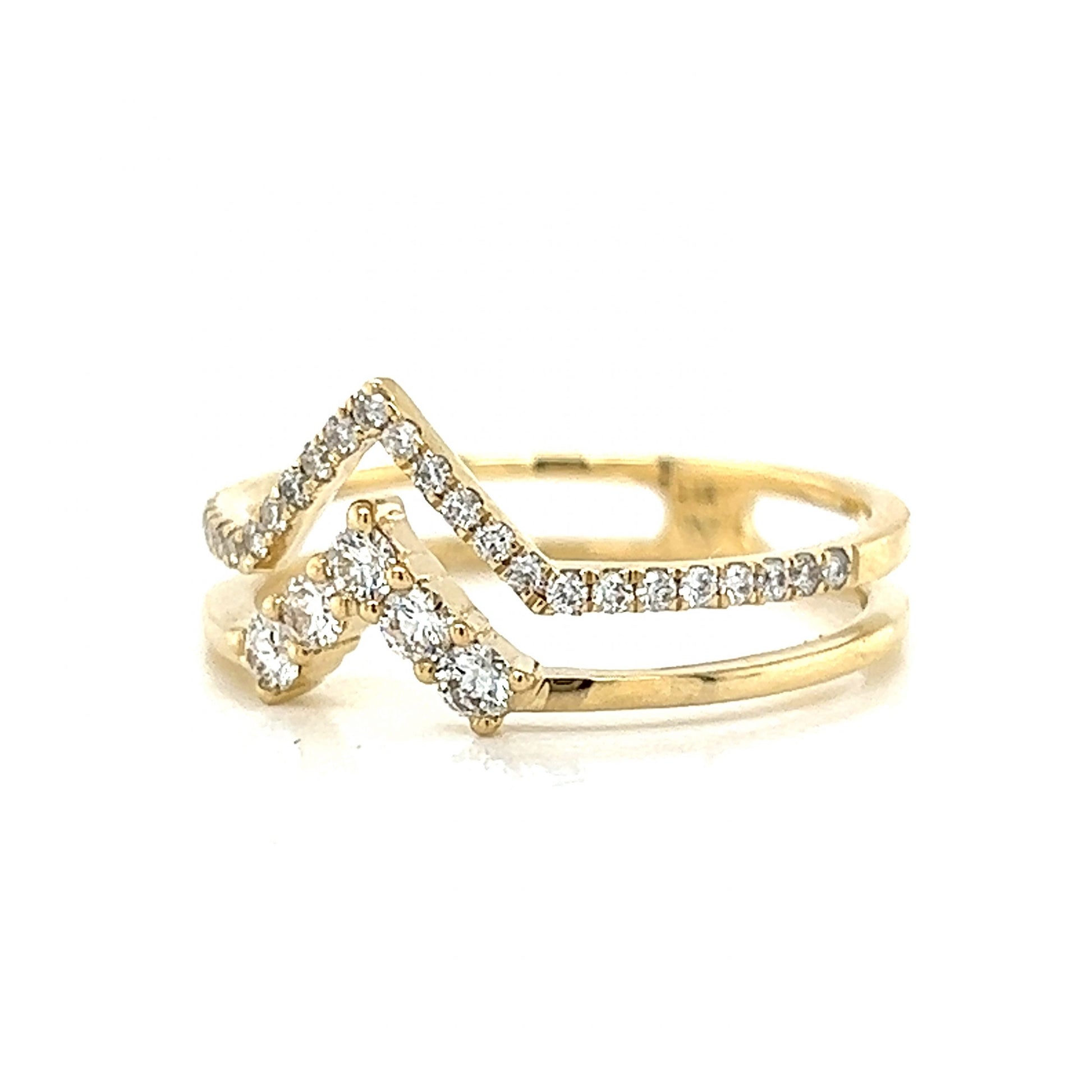 Stacked Contoured Diamond Wedding Band in 14k Yellow GoldComposition: 14 Karat Yellow GoldRing Size: 6.5Total Diamond Weight: .35 ctTotal Gram Weight: 2.2 gInscription: 14k