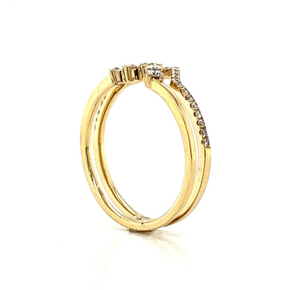 Stacked Contoured Diamond Wedding Band in 14k Yellow Gold