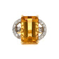 Mid-Century Citrine & Diamond Ring in 18k Yellow Gold