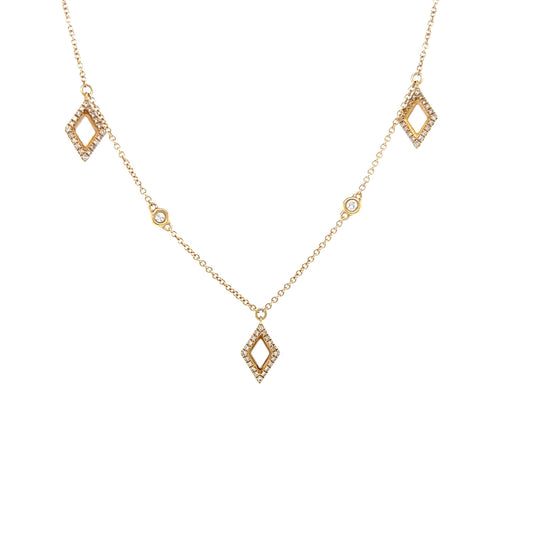 Pave Diamond Charm Necklace in 14k Yellow Gold