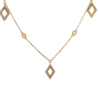 Pave Diamond Charm Necklace in 14k Yellow Gold