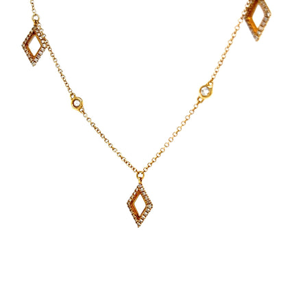 Pave Diamond Charm Necklace in 14k Yellow Gold