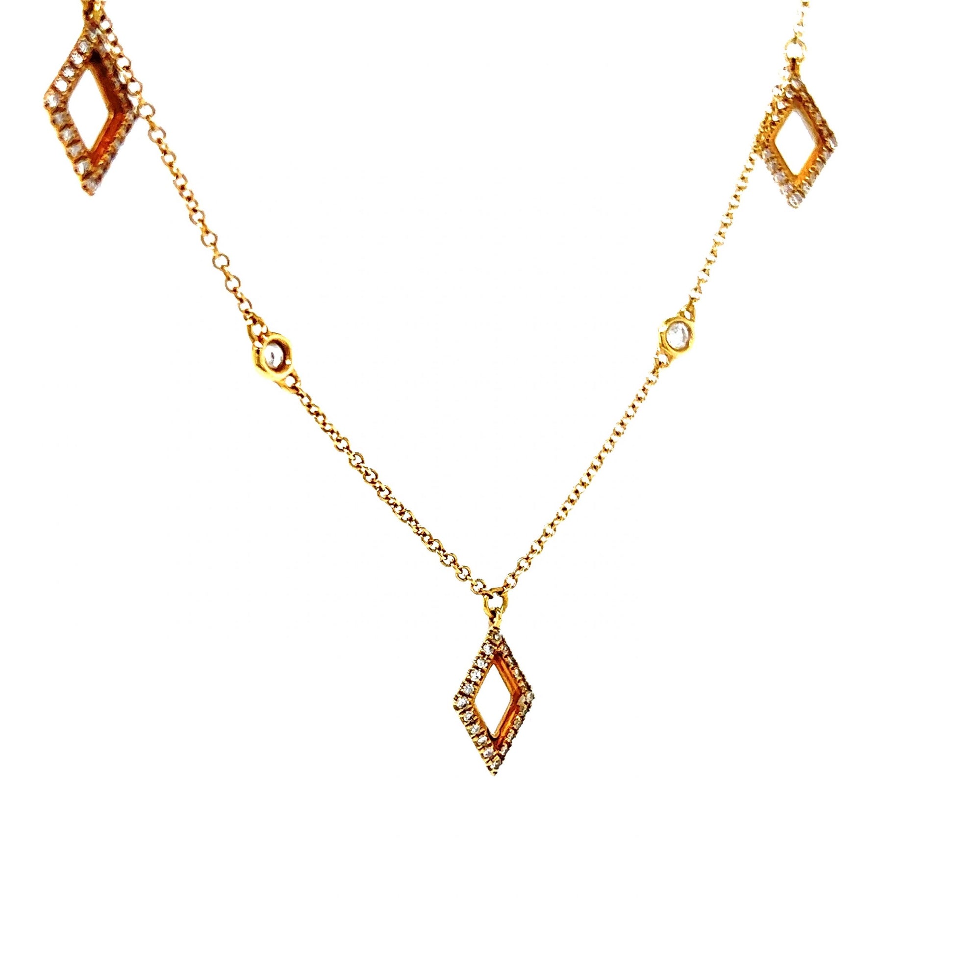 Pave Diamond Charm Necklace in 14k Yellow Gold