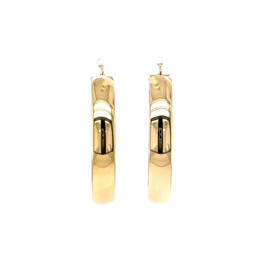 Lightweight Flat Hoop Earrings in 14k Yellow Gold