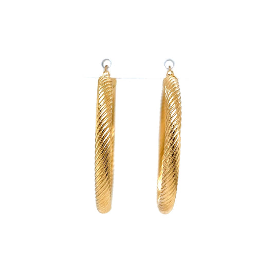 Grooved Hoop Earrings in 14k Yellow Gold