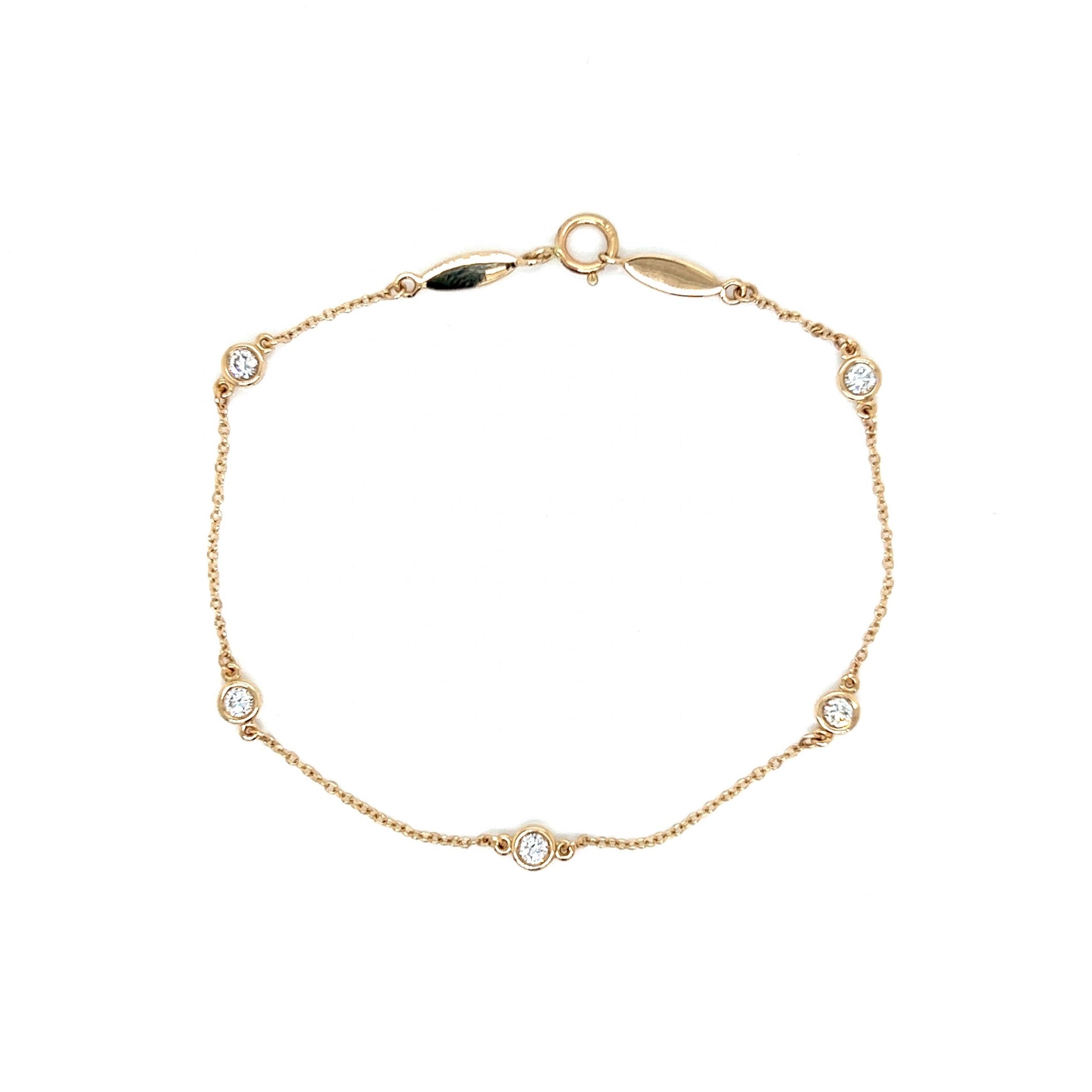 Bezel Set Diamond Chain Bracelet in 14k Yellow Gold