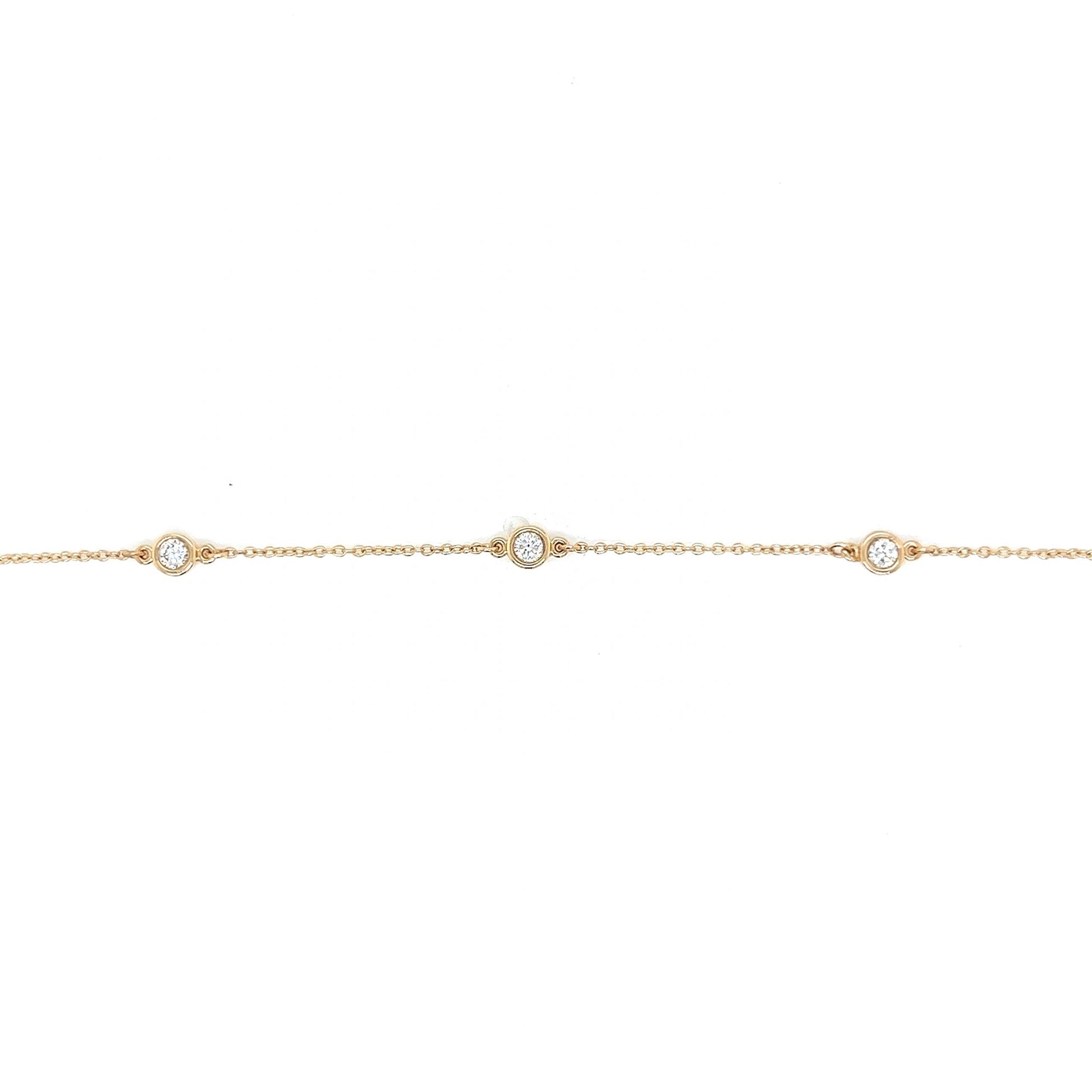 Bezel Set Diamond Chain Bracelet in 14k Yellow Gold