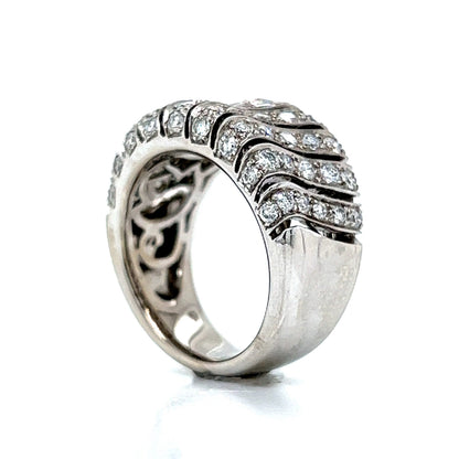 Pave Diamond Wave Cocktail Ring in 14k White Gold