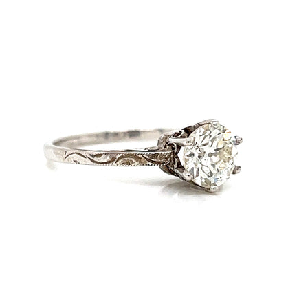 1.02 Art Deco Diamond Engagement Ring in 14k White Gold