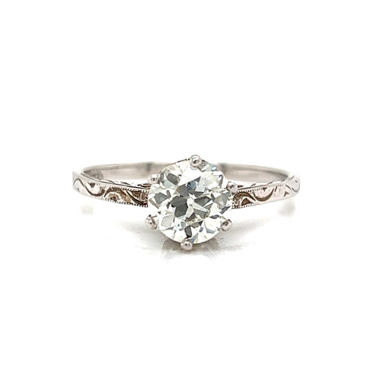 1.02 Art Deco Diamond Engagement Ring in 14k White Gold