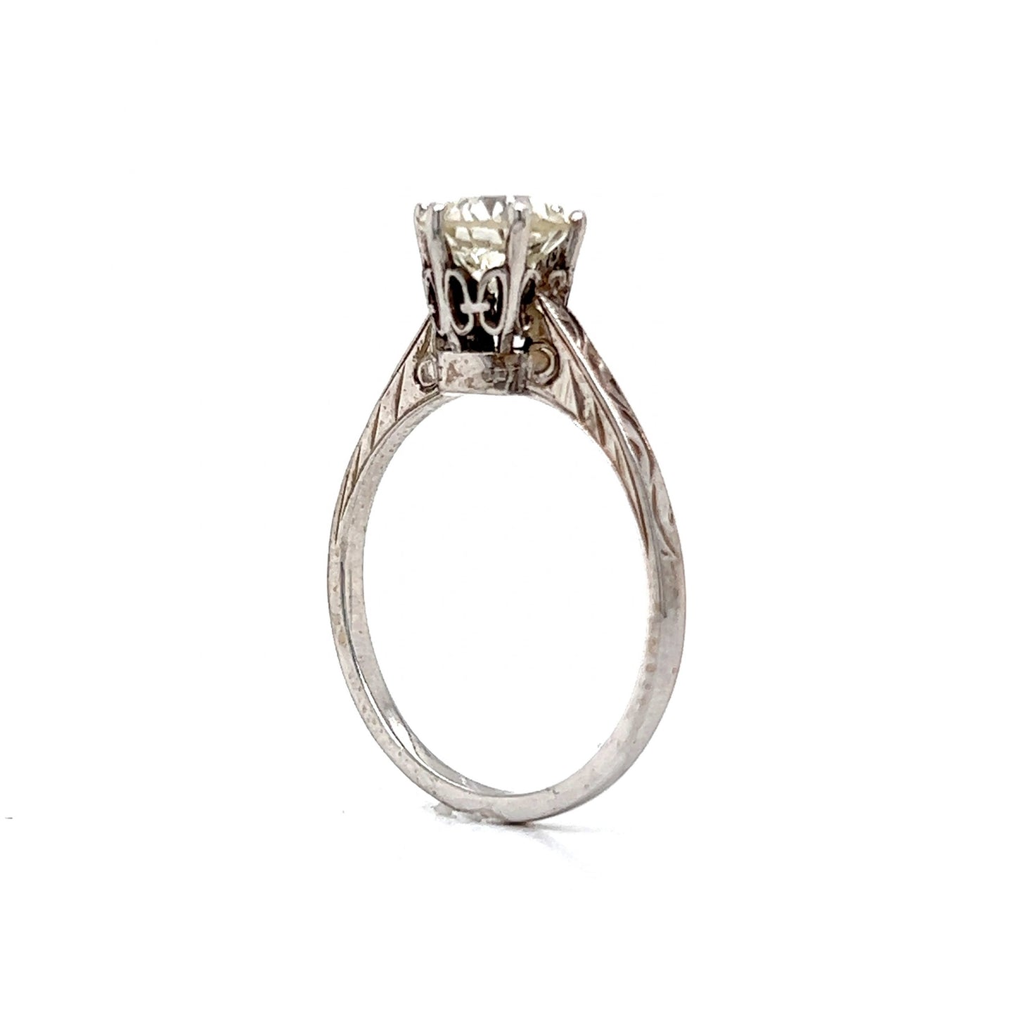 1.02 Art Deco Diamond Engagement Ring in 14k White Gold
