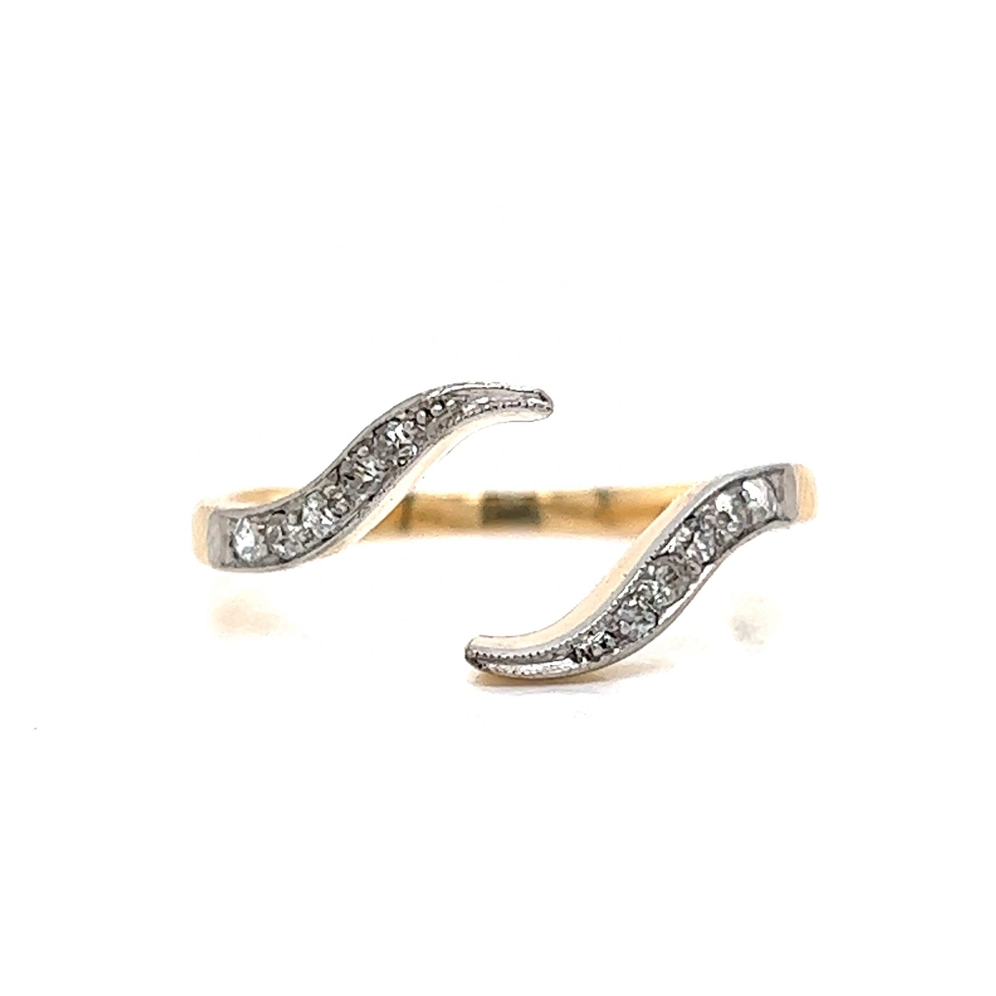 Victorian Open Diamond Ring in 14k Yellow & White Gold